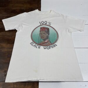 Vintage 90s 100% Black Woman Art T-Shirt Mens XL Single Stitch Black History